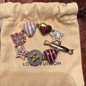 Louis Vuitton Pink and Gold Charm Bracelet with Stars and Hearts